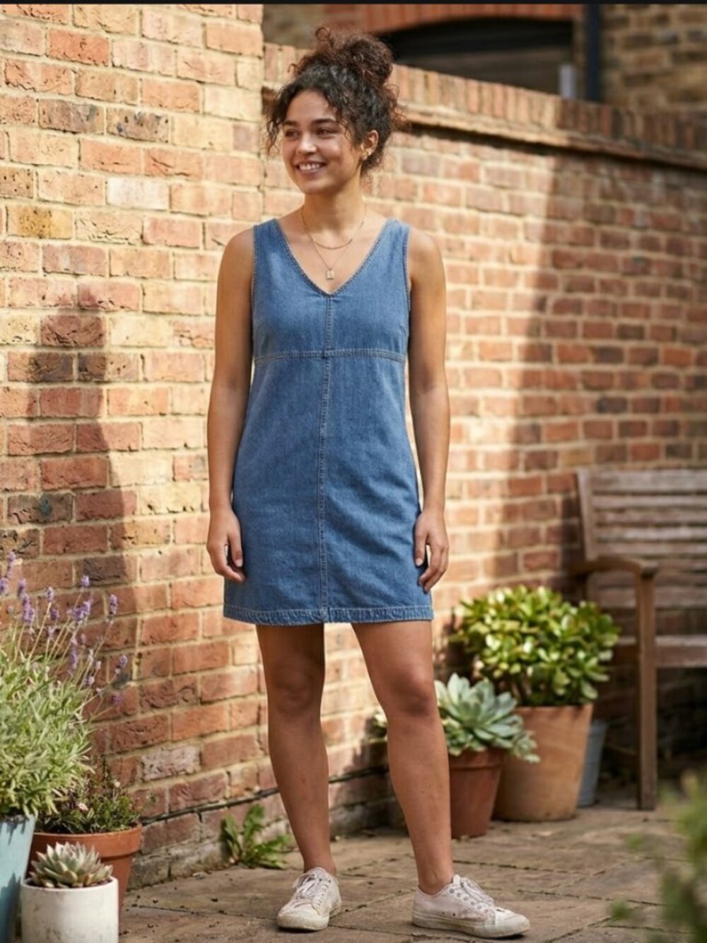 VTG 90s Gap Babydoll Denim Mini Dress 6 Jumper Cottage Retro Granola Girl Y2K